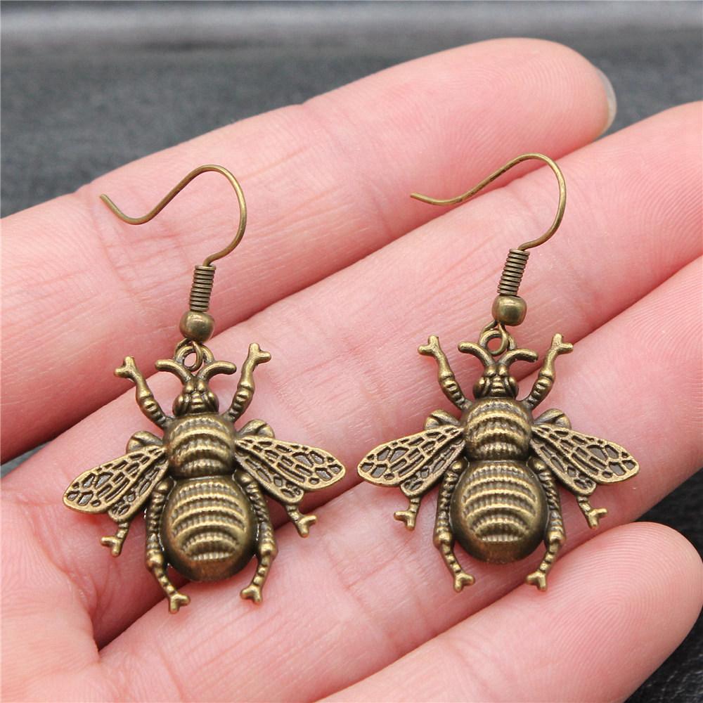 Hängeohrring Biene Wabe Minimalistische Schmuckkomponenten Ohrringgröße 18x19mm QE004