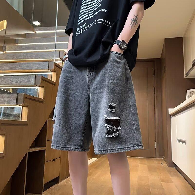 Джинсовые шорты JYL для мужчин Американский винтаж Синие Прямые Летние Тонкие Повседневные Джинсовые XL