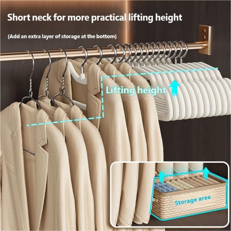 Short-Neck Clothes Hangers, 30 Pack with Soft Covering and Contoured Shoulders for Space-Efficient Closet Storage