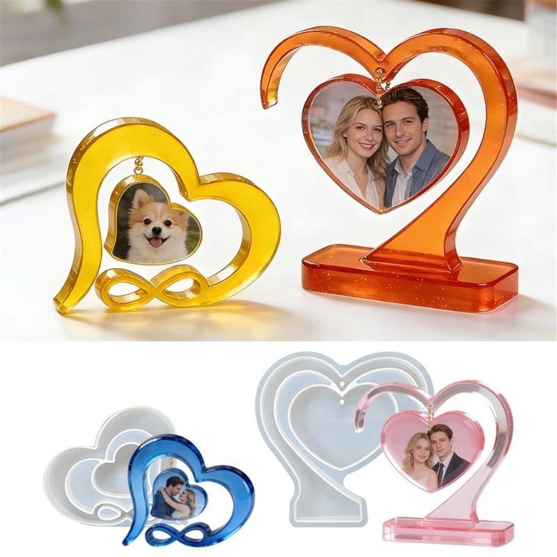 Photo Frame Resin Molds,Heart Shape Silicone Molds for Resin DIY Personalised Picture Frame Epoxy Resin Mould Art Craft