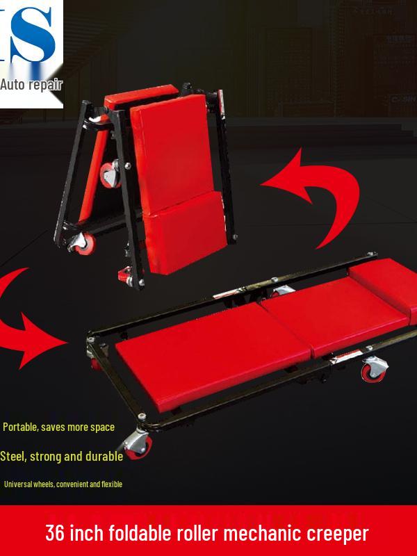 40-calowy poszerzony leżak warsztatowy z zagłówkiem i kółkami