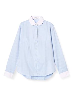 Atelier365 Women's Cleric Dress Blouse, LR-26-round05-2016, Blue Dobby, Size LL