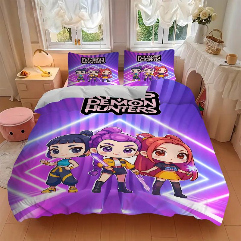 Kpop Demon Hunters Print 3Pcs Bedding Setduvet Cover With 2 Bedropillowcase Home Birthday Gift