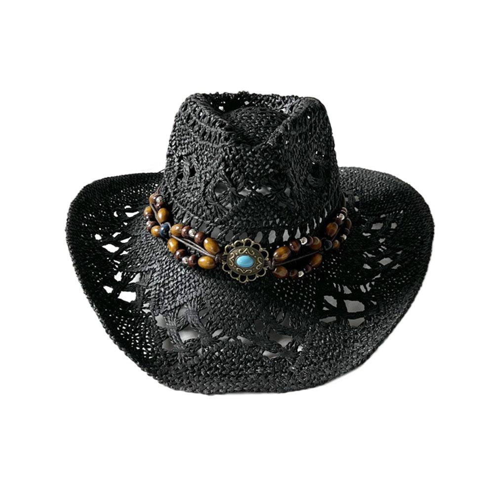 Straw Weave Sombrero Hat Hollow Out Western Cowboy Hats Bohemian Straw Hat  for Outdoor Holiday