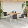 Garden Dining Set 5 Pcs Solid Teak Wood and Stainless Steel