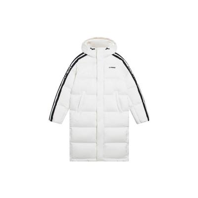 Li Ning Sports Lifestyle Series Logo Print Long Hooded Long Sleeve Down Jacket Unisex Outerwear White AYMS335-2