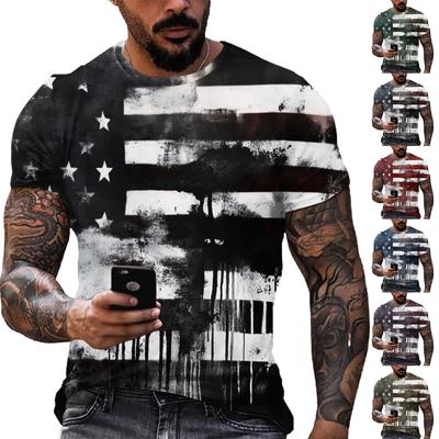 Herren Unabhängigkeitstag Bedrucktes Rundhals Kurzarm T-Shirt