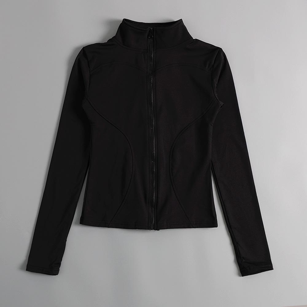 

Женская фитнес-куртка — на молнии, воротник-стойка, бархат, длинный рукав, облегающий крой для занятий йогой и бегом осенью/зимой L