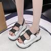Mode 8CM Chunky Sandalen Frauen 2024 Sommer Glänzenden Kristall Outdoor strand Plattform Sandalen Frau Mode Plissee Dicken Boden Alias
