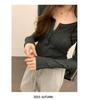 Women's Retro U-Neck Slimming Long-Sleeve Ribbed Knit Top, 2025 Autumn/Winter Collection