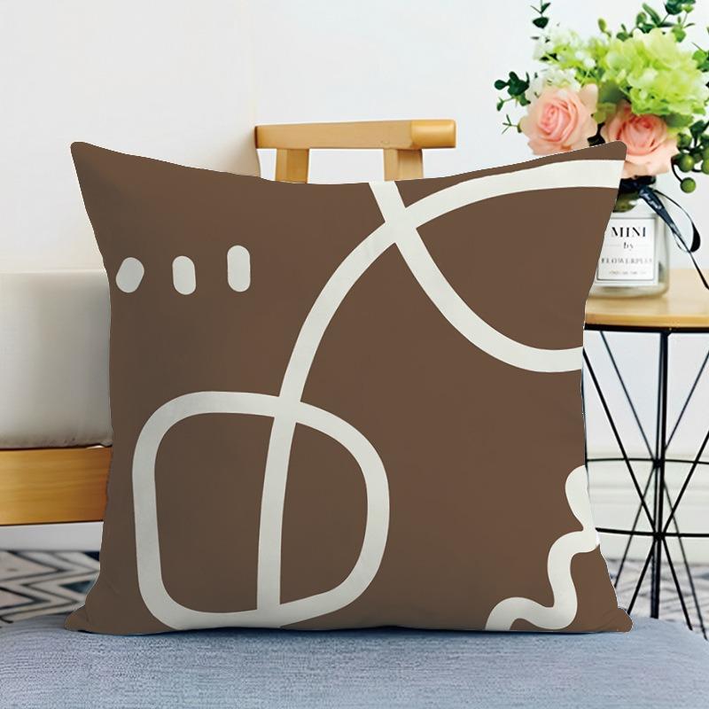Coffee Color Printed Decorative Pillowcase Bedroom Living Room Square Cushion Pillowcase