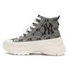 New MLB Chunky High Slip Resistant Height Increasing High Top Canvas Shoes Unisex Gray 3ASHU311N-50GRS