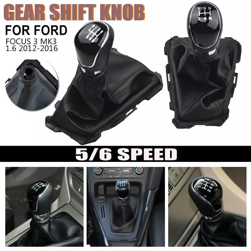 Gear Shift Knob Lever Shifter Gaiter Boot Handbrake Parking Boot Cover Case For Ford Focus 3 MK3 1.6 2012 2013 2014 2015 2016