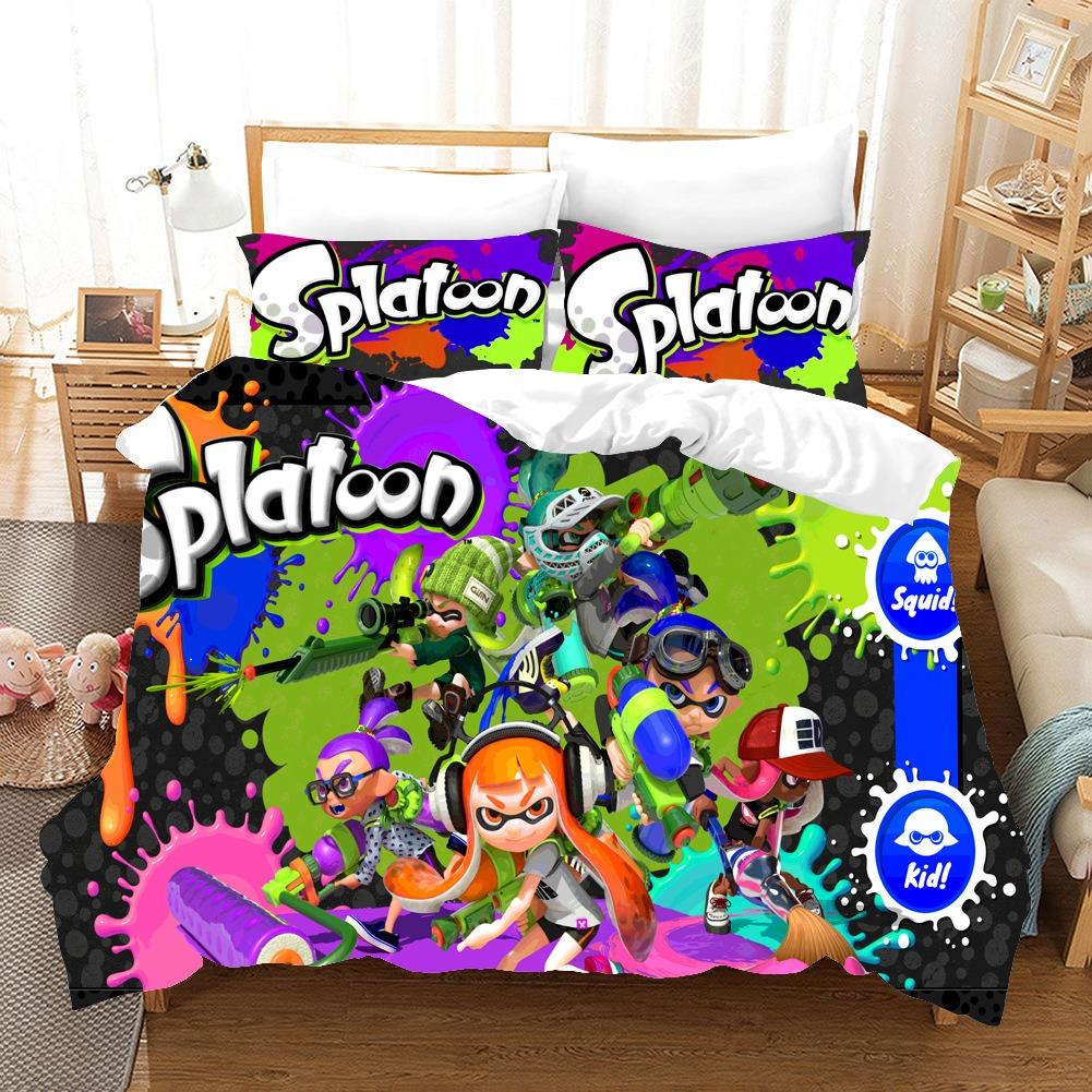 Exquisite 3D Splatoon Wallpaper Anime Digital Printing Bedding Set Duvet Cover Comforter Bed Youth Kids Girl Boys Gift
