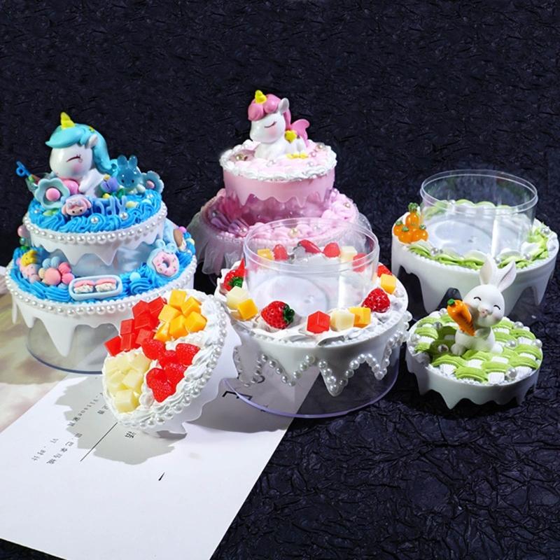 Cute Sundry Organizer Plastic Boxes Sweet Cream Cake Storage Box Plastic DIY Crafts Box Perfect for DIY Enthusiasts