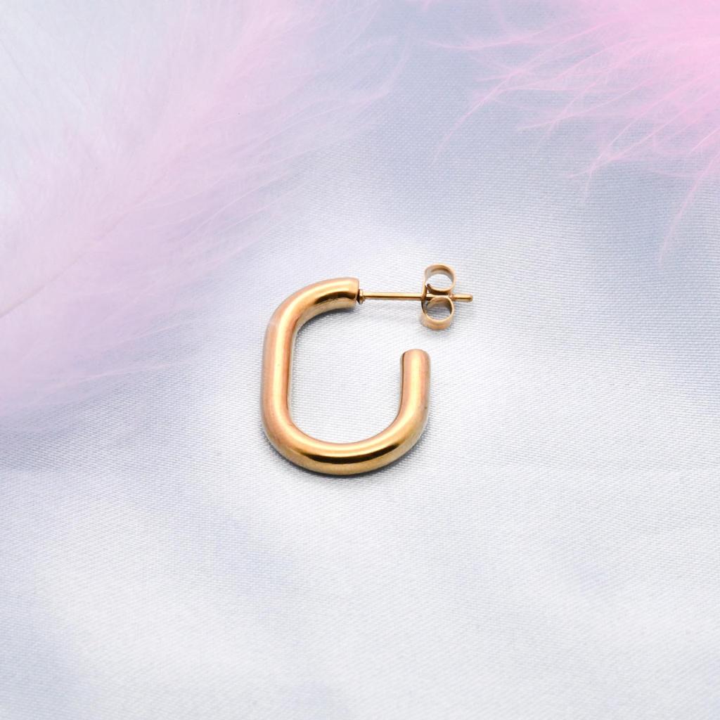Trendy U-Shaped Stainless Steel Geometric Oval Earrings