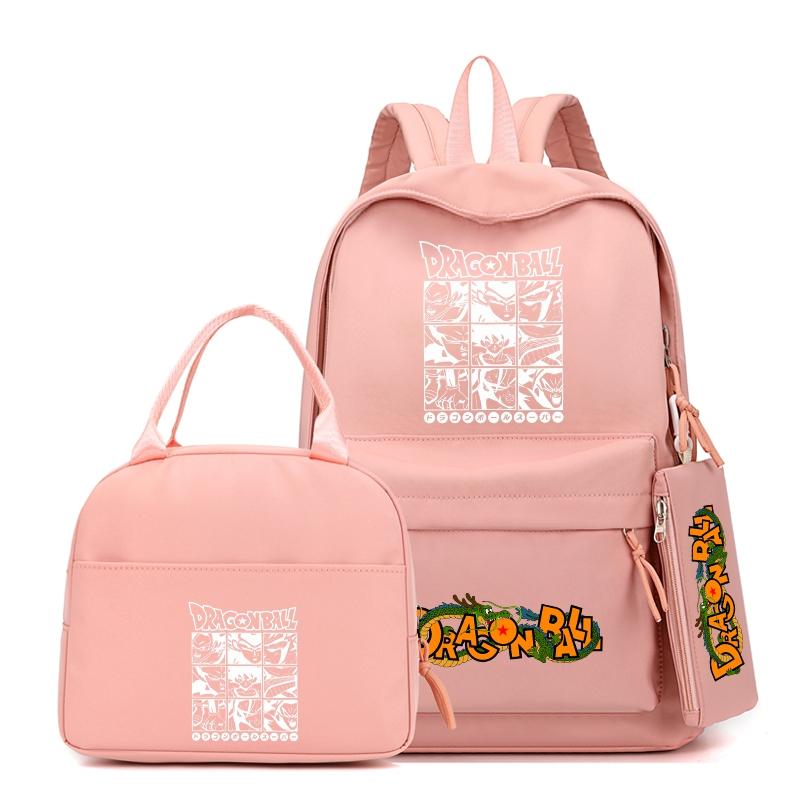 3Pcs/set Anime Dragon Ball Backpack with Lunch Bag for Girl Boy Back To School Bookbag Schoolbag Men Women Travel Bag Mochila