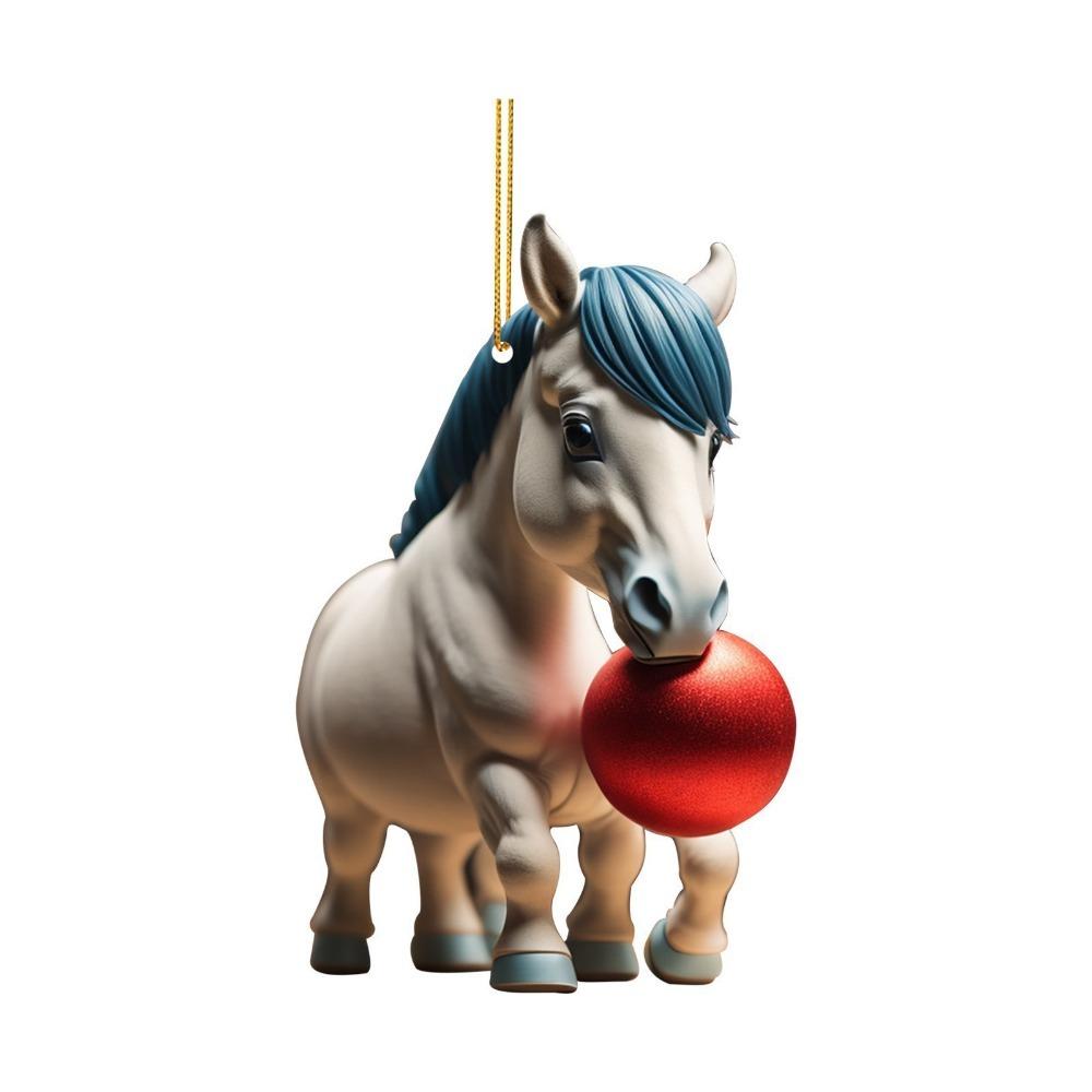2D Flat Christmas Hanging Pendant DIY Accessories Acrylic Car Horse Pendant Multi-scene Xmas Tree Hanging Ornament Navidad Decor