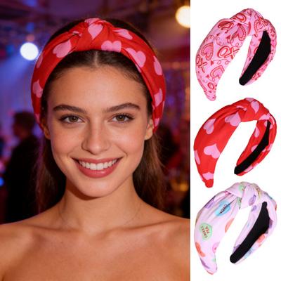 Haarreif Breitkrempiges Stirnband mit Liebesaufdruck Handgefertigte Stoffknoten Anti-Rutsch-Design Schleifen-Haarband Party