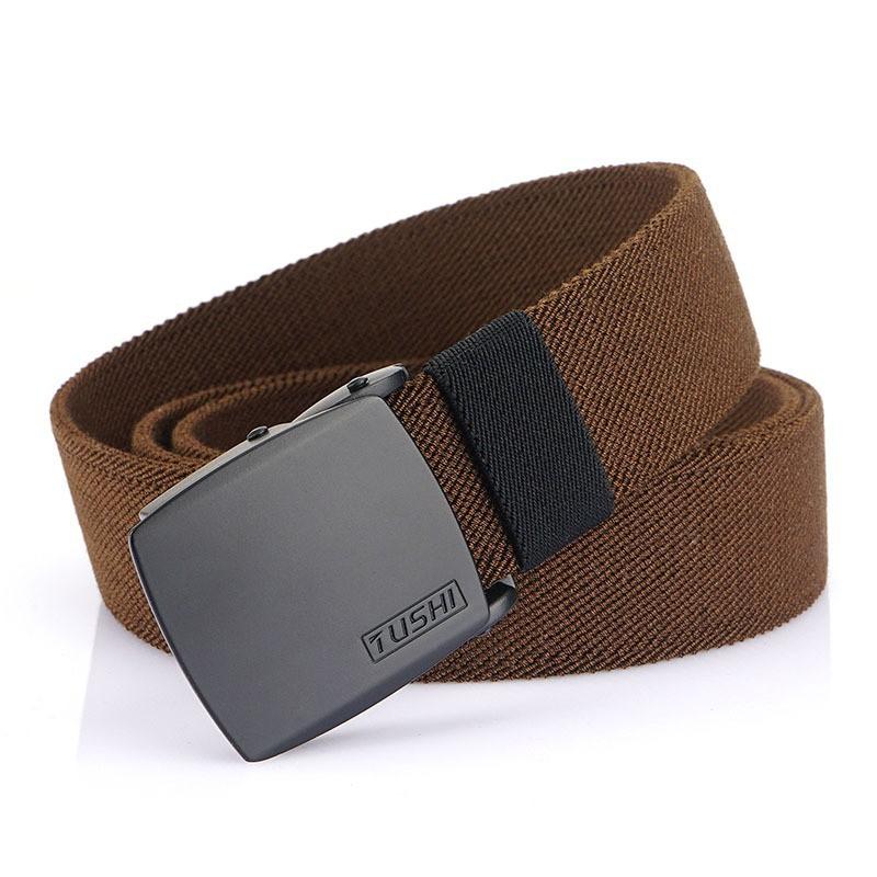

TUSHI Elastic Waist Belt Automatic Buckle Canvas Men Women Casual Korean Women s Pants 110cm коричневый
