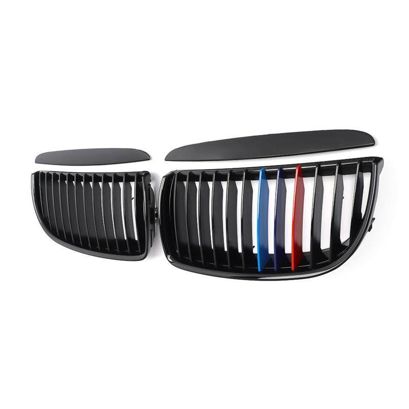 BBJH7 MAGICKIT Kidney Grill Gloss Black with M-Color Fins Glossy Black ABS For BMW 3 Series E90 Sedan 4-DOOR 2005-2008 CAR Accessories