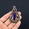 Pingente de Ametista Joia de Pedra Preciosa, Pingente Envolto em Fio de Cobre 999, Presente Para Mulheres Pingente Feito à Mão