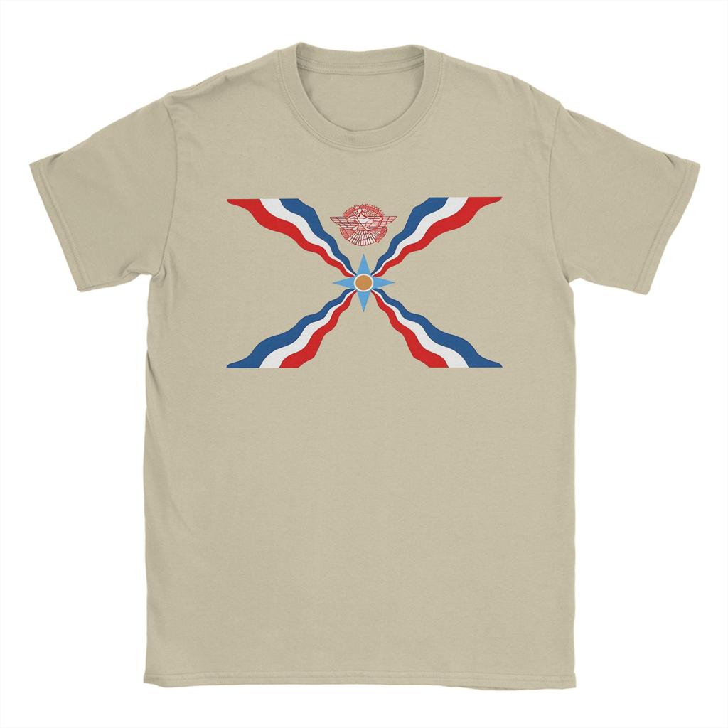 Assyrian Flag TShirts Men Crazy Cotton Tees O Neck Short Sleeve T Shirts Printed Clothing
