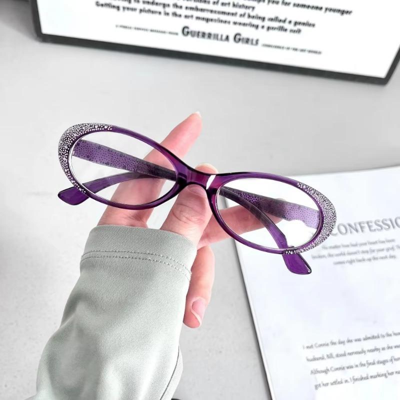 Fashion Diamond Studded High Definition Anti Blue Light Reading Glasses Women Ultra Light Comfortable Presbyopia Eyeglasses