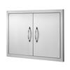 BBQ Access Door, 711x482 Mm Double Outdoor Kitchen Door, Stainless Steel Flush Mount Door, Wall Vertical Door with Handles, for BBQ Island, Grilling
