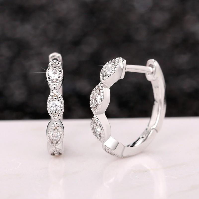 Huitan Fancy  Color Hoop Earrings for Women Paved Crystal CZ Daily Wear Fashion Elegant Female Accessory Statement Jewelry