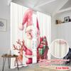 2pcs,2D Plane Printing Contemporary Curtains Cute Pink Gnome Reindeer Sleigh Gifts Durable Polyester (without Rod) Home Decor