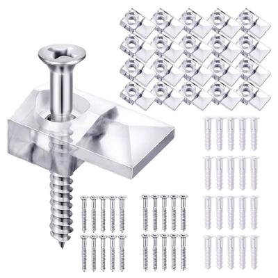 20/40Piece Sturdy Mirror Clip Stability and Safety Mirror Holder Clips Brackets