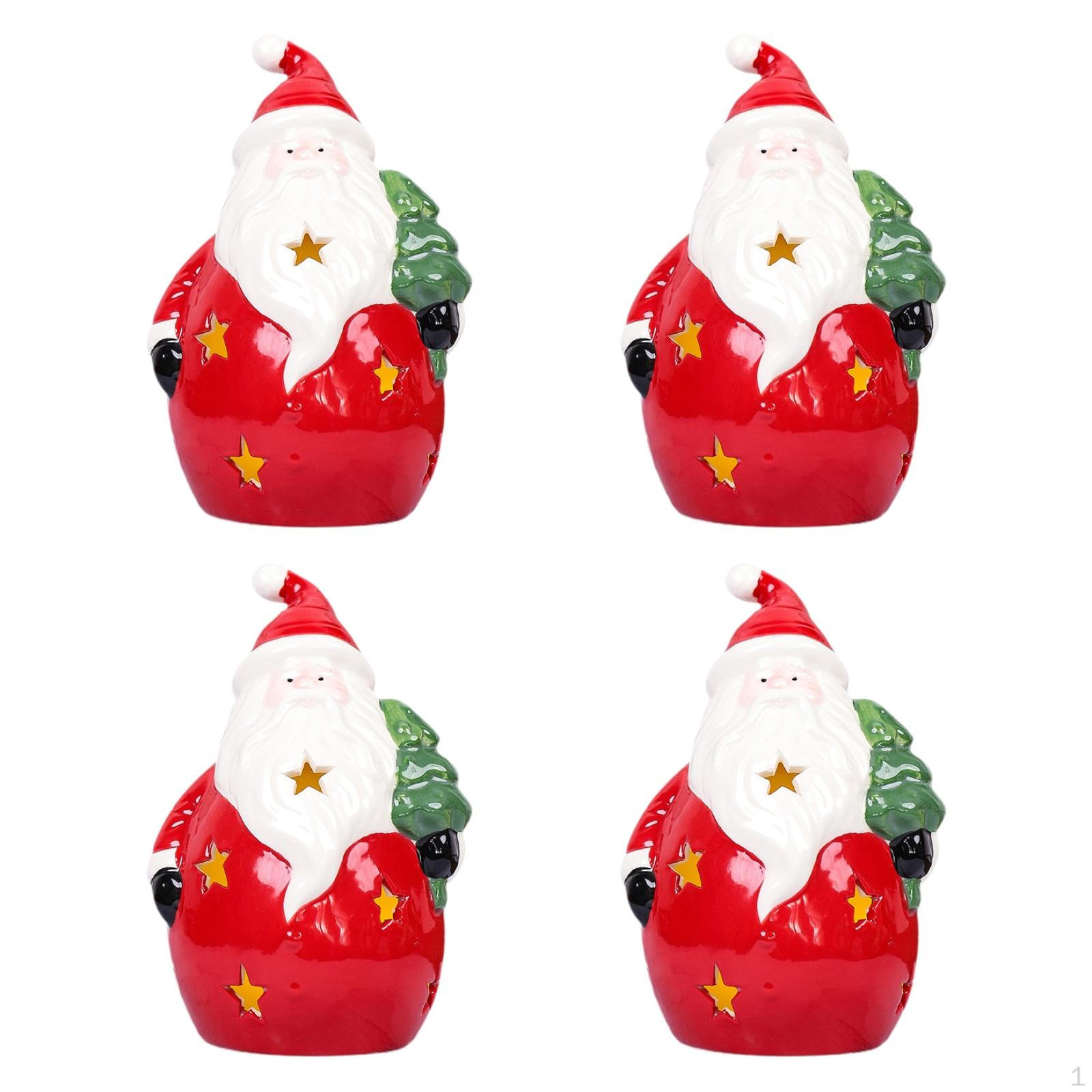

4 шт. рождественские светящиеся скульптуры украшение светодиодный фонарь ручная работа DIY фигурки Рождество Santa Claus