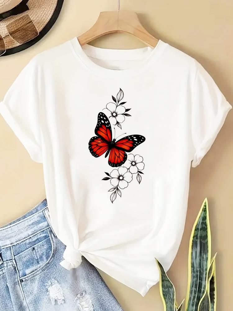 (Asian Size) Lovely Leopard Trend  Printed Clothing Casual T Shirt  Lady Female Top Fashion Graphic Short Sleeve T-shirts Women Tee