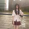 Authentic Women's JK School Uniform: Waist-Cinching Shirt & Plaid Skirt Two-Piece Set In Pure & Desirable Style.