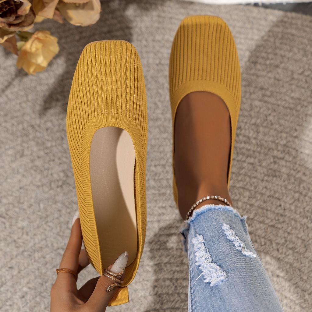 Fashion Women Flats 2025 New Solid Color Square Toe Shallow Loafers Women Slip on Shallow Comfortable Flat Shoes for Women Shoes