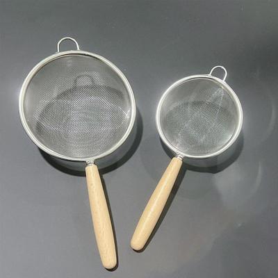 Coladores de Alimentos Filtro de Malla de Acero Inoxidable con Mango de Madera Cuchara Filtro para Harina Filtro de Aceite para Comida Frita Herramientas de Cocina