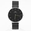 Used Good Condition Daniel Wellington Pettit Ashfield Silver Black Dial 36mm 2 Hands Waterproof Round Quartz Black Mesh Men's Women's Unisex