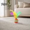 Soft Cat Ball Colorful Striped Ball, Foam with Feathers, Quiet Feathers Feather Interactive Toy for Indoor Cats Kittens
