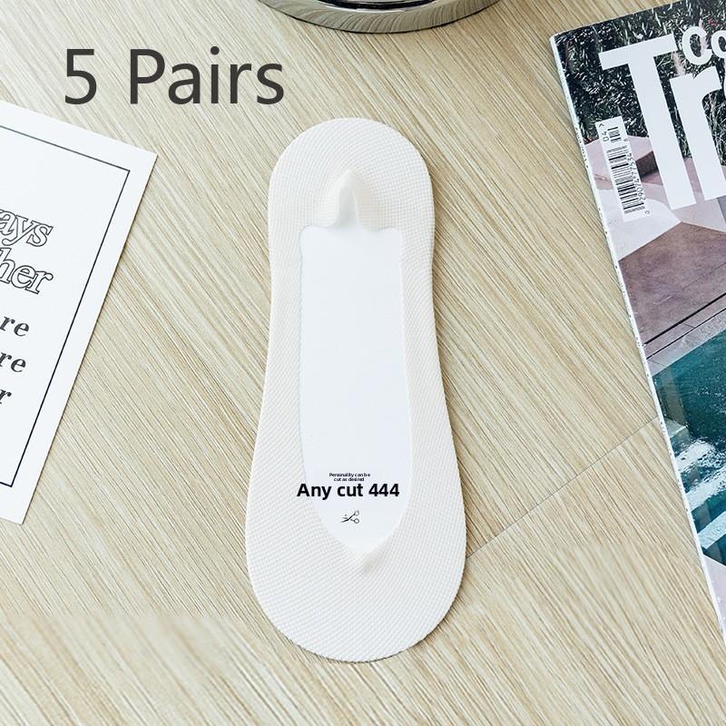 

5 Pairs of Women s Summer Thin Ice Silk Sweat Absorption Shallow Mouth Invisible Short Boat Socks 5 pairs телесный