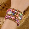 Badu Stackable Heishi Beaded Bracelets For Women Colorful Polymer Clay Beads Surfer Boho Bracelet Summer Beach Jewelry Set