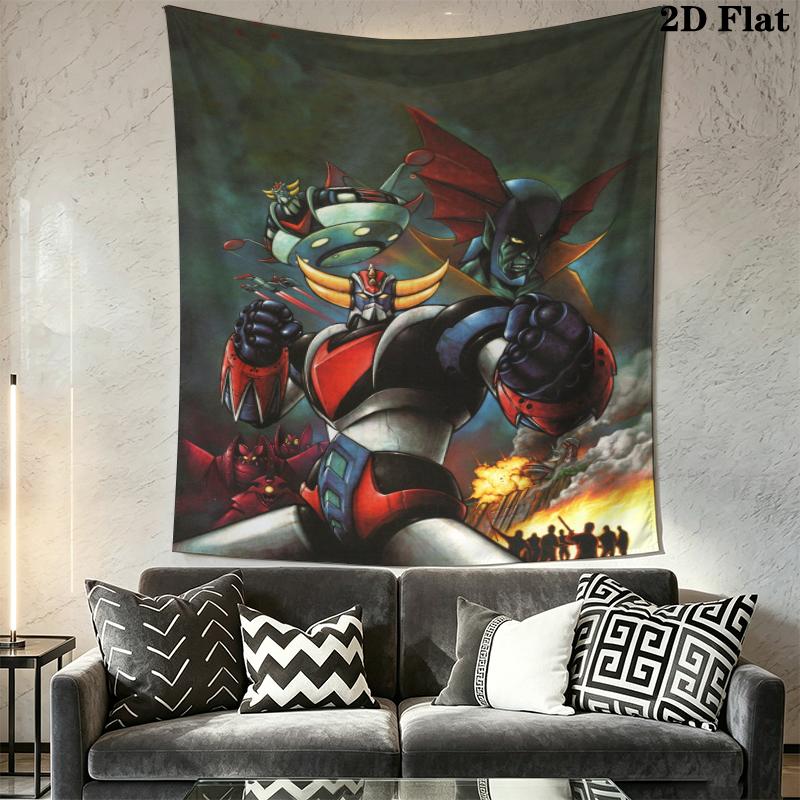 Grendizer Goldorak anime Wall Tapestry Aesthetic Wall Hanging Printed Fabric Blanket Decorative Tapestries for Bedroom Living Room Home Decor