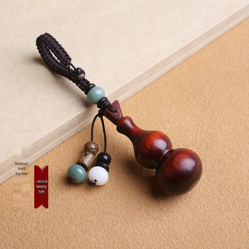 Handcrafted Sandalwood Gourd Keychain Pendant for Men, Women, and Couples