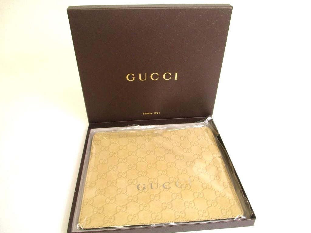 Authentisches GUCCI Guccissima Beige Leder Mauspad #a767 Überholt
