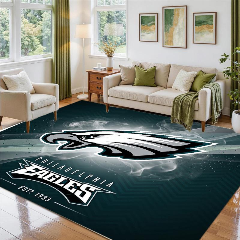 Philadelphia Eagles Design Crystal Velvet Rug Soft Decorative Mat for Bedroom Entrance