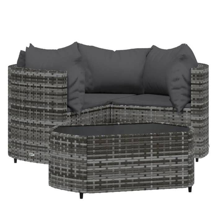 VidaXL Salon de jardin 4 pcs avec coussins Gris Résine tressée, ensemble de salon d'extérieur, ensemble de mobilier 319776