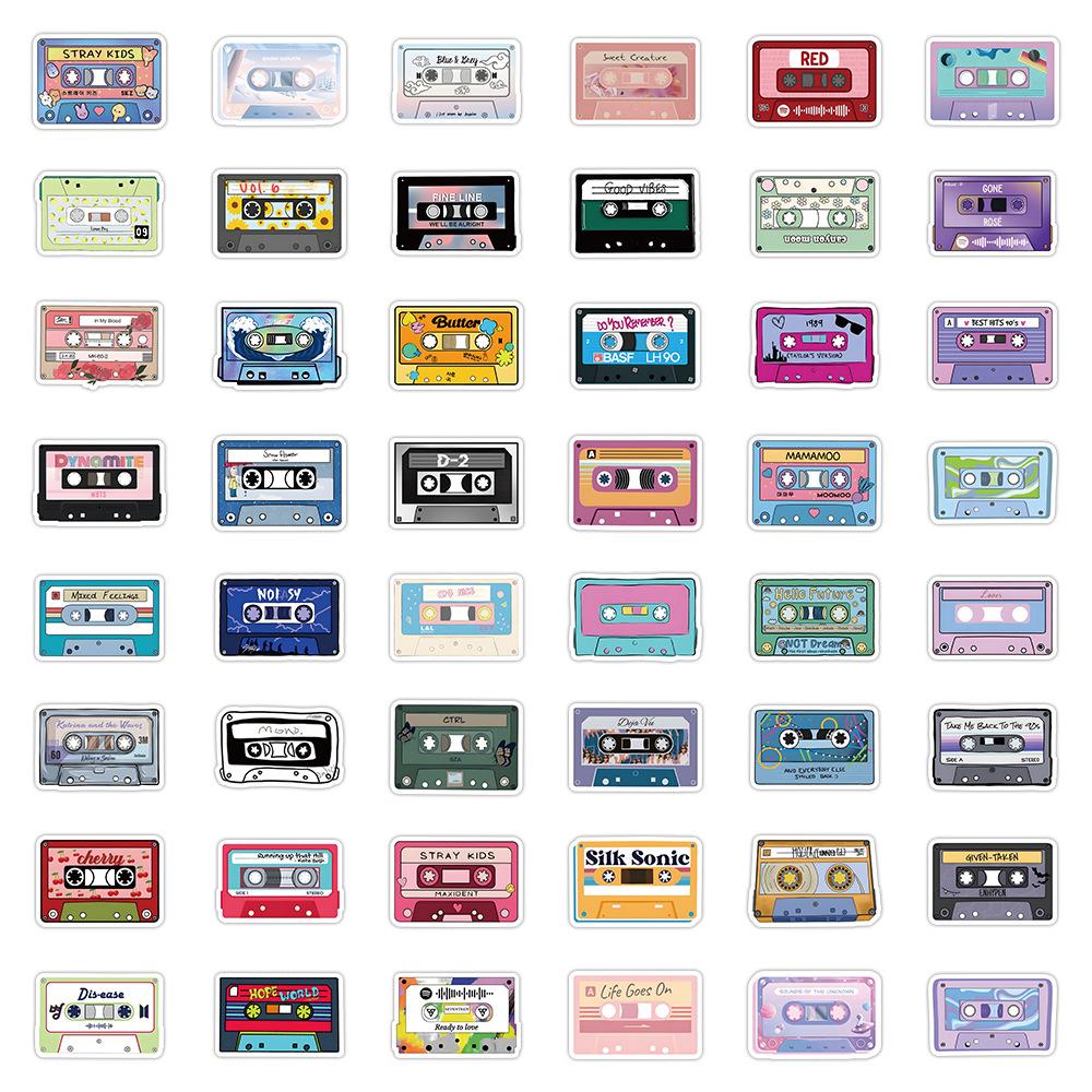 50Pcs/Set Retro Music Album Tapes Series 01 Stickers DIY Fashion Waterproof Doodle Decals Stickers
