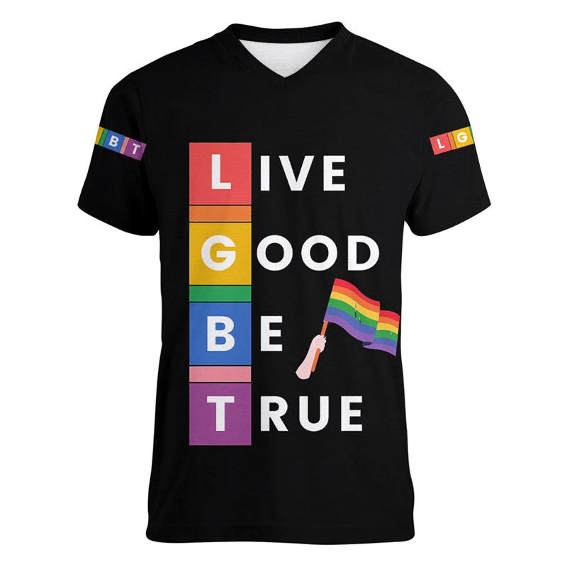 Mode Pride T-Shirt Liebe ist Liebe Regenbogen V-Ausschnitt T-Shirt Straßenfest Kurzarm Oversized T-Shirts