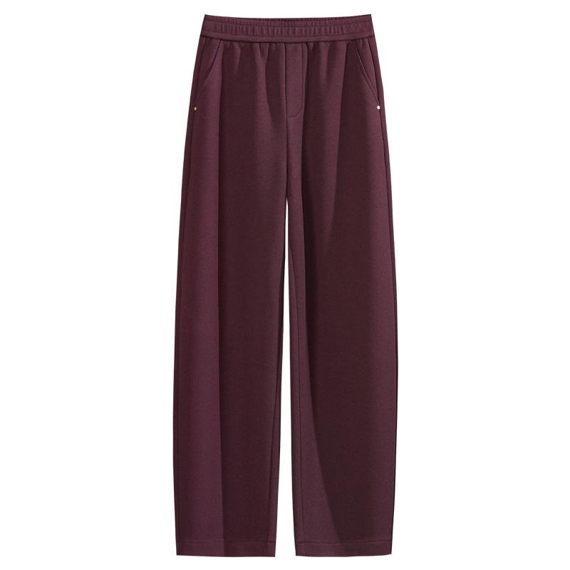 High-Grade Wool Casual Pants High Waist Thickened Autumn And Winter Wide-Leg Women'S Pants Soft Waxy Banana Pants Cashmere Straight-Leg Pants