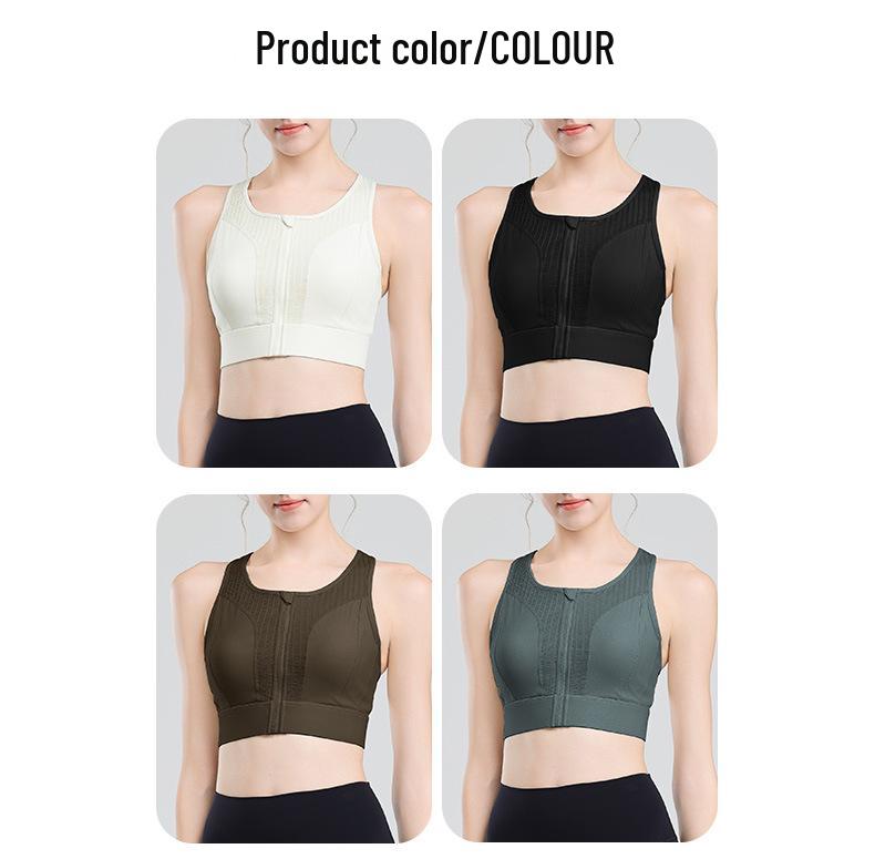 High-Intensity Quick-Dry Front Zip Sports Bra - Shockproof, Beauty Back Design for Women's Running & Yoga.
